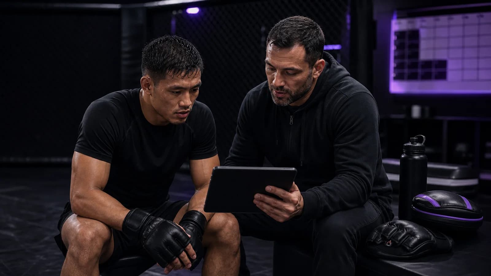Athlete reviewing a training video on a phone